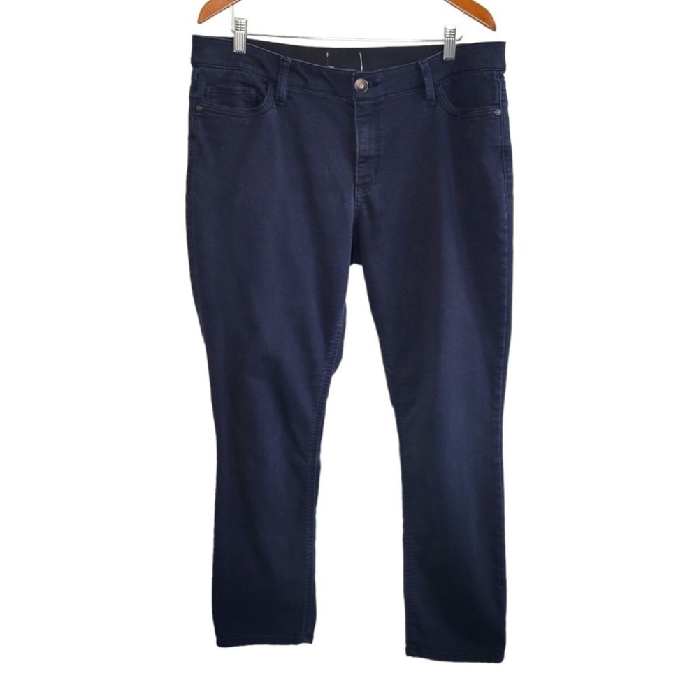 Liz Claiborne Dark Navy Straight Leg Stretch Waist Soft Denim Jeans Size 16